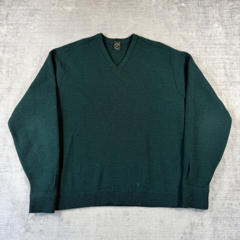Rendale Sweater Mens XL Green V Neck Orlon Wool Vintage 1950s Knit Golf Canada